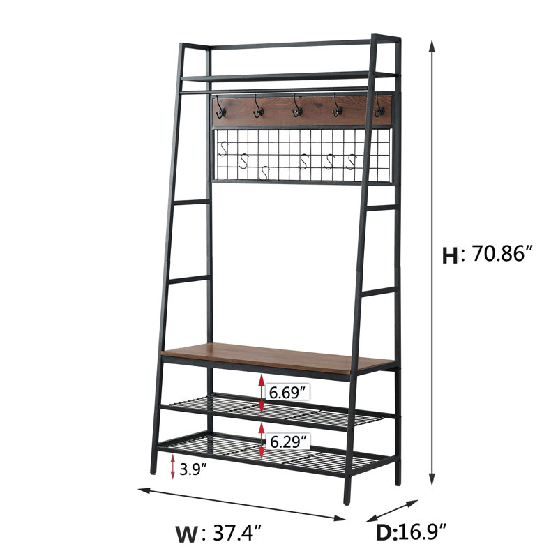 17 Stories Dahlin 37.4'' Wide Hall Tree with Bench and Shoe Storage